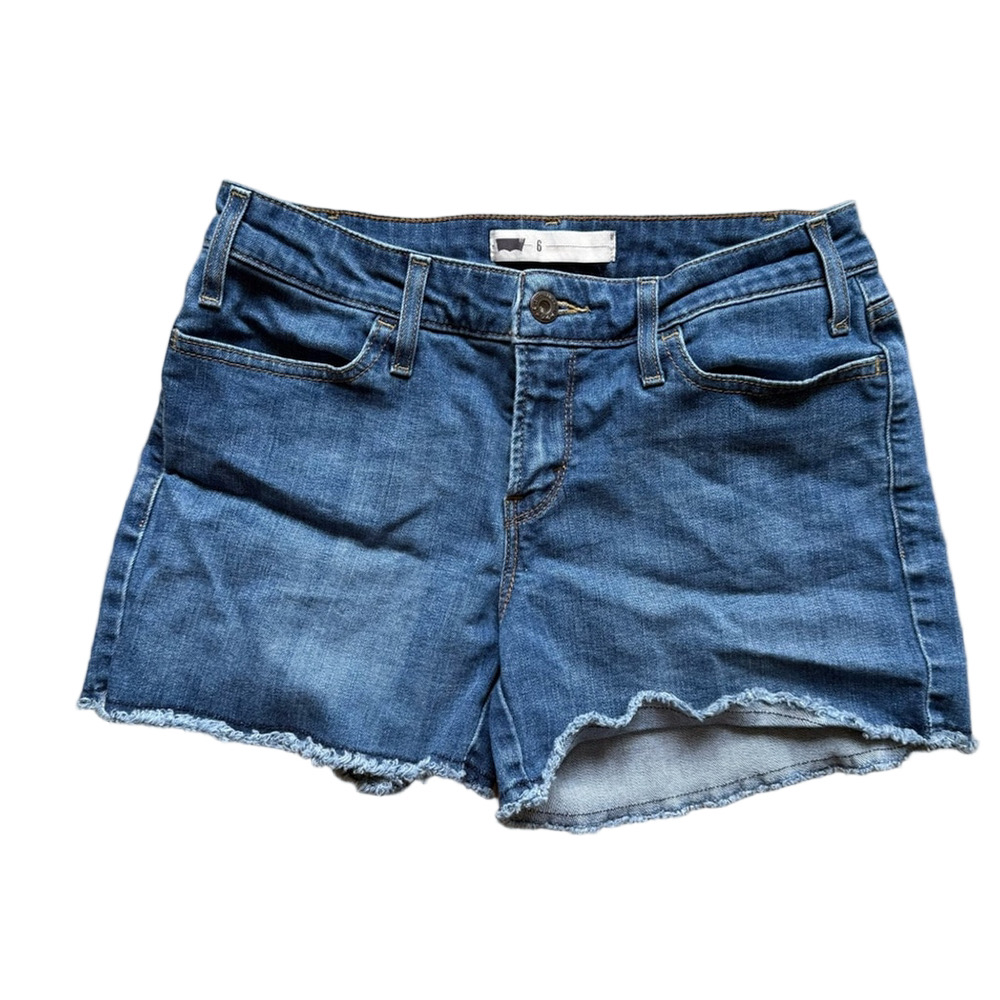 Levi's Dark Blue Jean Shorts High Waist Size 6 28 Summer Streetwear